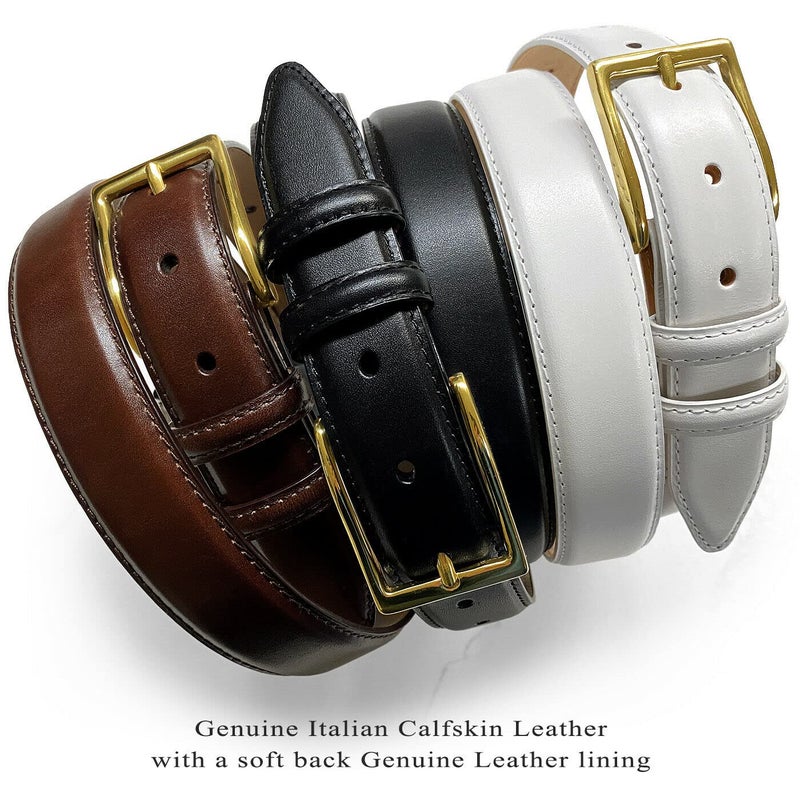 Belts.com Adam Gold Men's Genuine Italian Calfskin Leather Dress Belt 1-1/8"(30mm) Wide Polished Buckle (Smooth Brown, 34) - Image 4